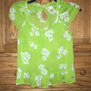 green and white blouse